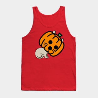 Surprised Pumpkin Mask Cat Tank Top